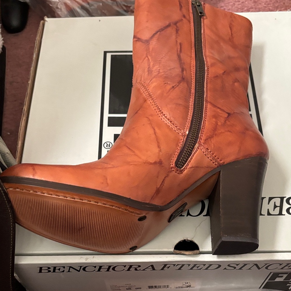 Frye Saddle Heeled Boots with Zipper. Julia Campus Ankle Boot
